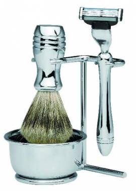 Rasierset mit feinem Dachshaar und Gillette-Mach3-Rasierer - Bild vergr��ern 