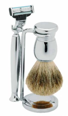 Rasierset mit feinem Dachshaar und Gillette-Mach3-Rasierer - Bild vergr��ern 