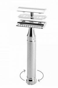 Rasierhobel TWIST von M�HLE, geschlossener Kamm, Griffmaterial Metall verchromt